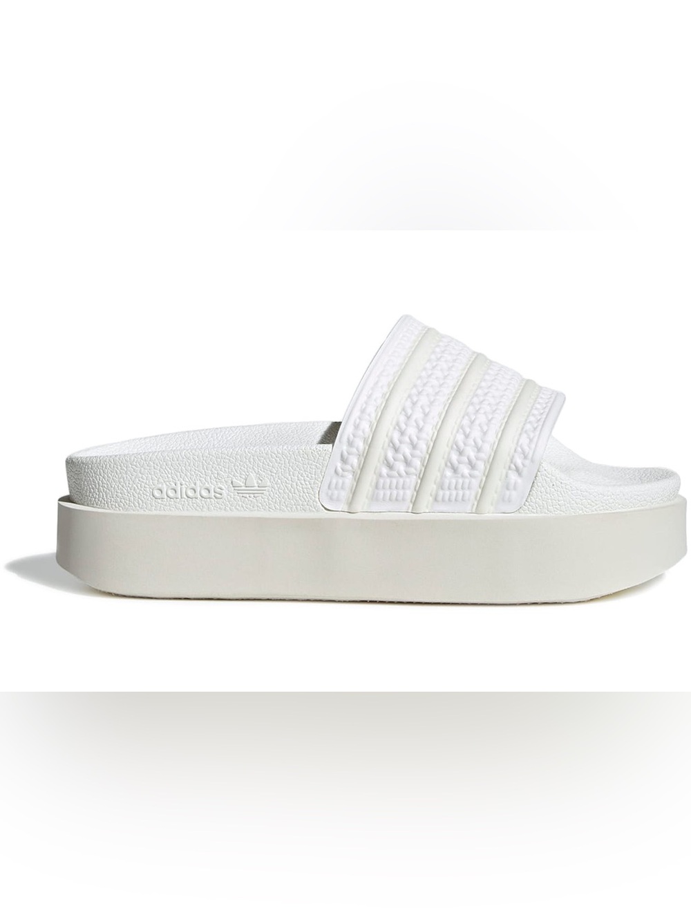 Adidas Originals Adilette Bonega platform sliders in cloud white/off white